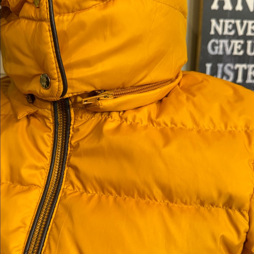 4X HP! 🌈 ZARA winter puffer coat, faux fur, removable hood mustard size sm - Picture 4 of 15